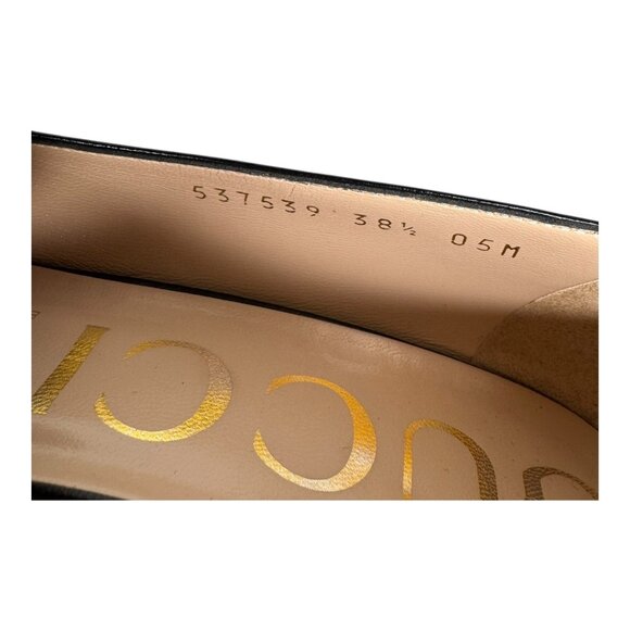 Gucci Sylvie Black Leather Chain Web Stripe Block Heel Pumps Shoes 38.5 US 8.5 - Picture 15 of 15